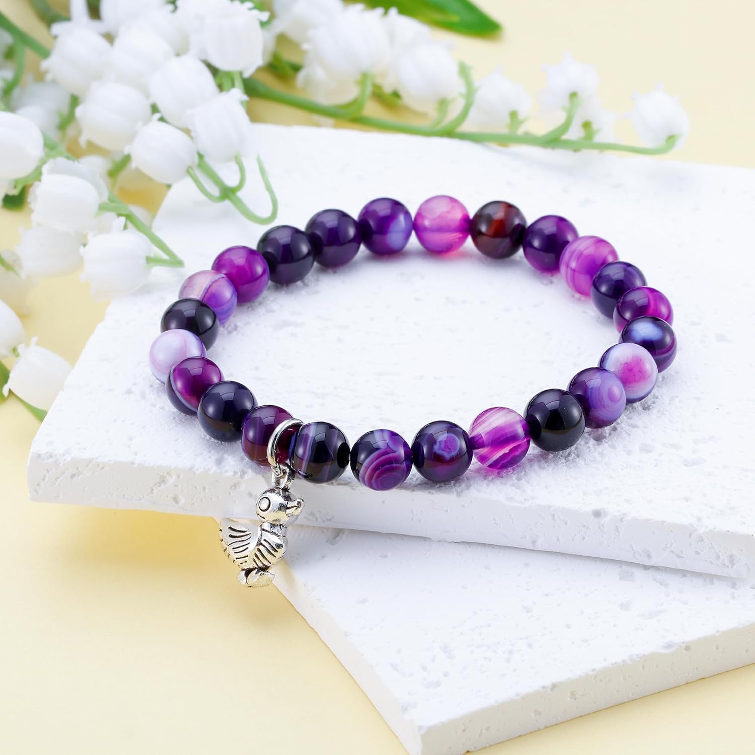 PARTNER Duck Gifts for Women and Men Duck Bracelets for Women and Men Natural Gemstone Beaded Bracelets for Duck Lovers - Image 3