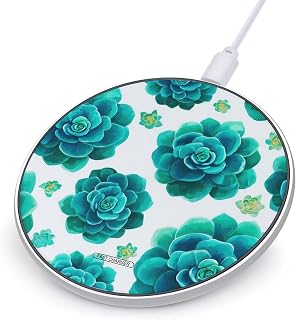 Succulent Botanical Wireless Charger SlimWireless Charging Pad Anti-Slip Charger Mat for Men Women