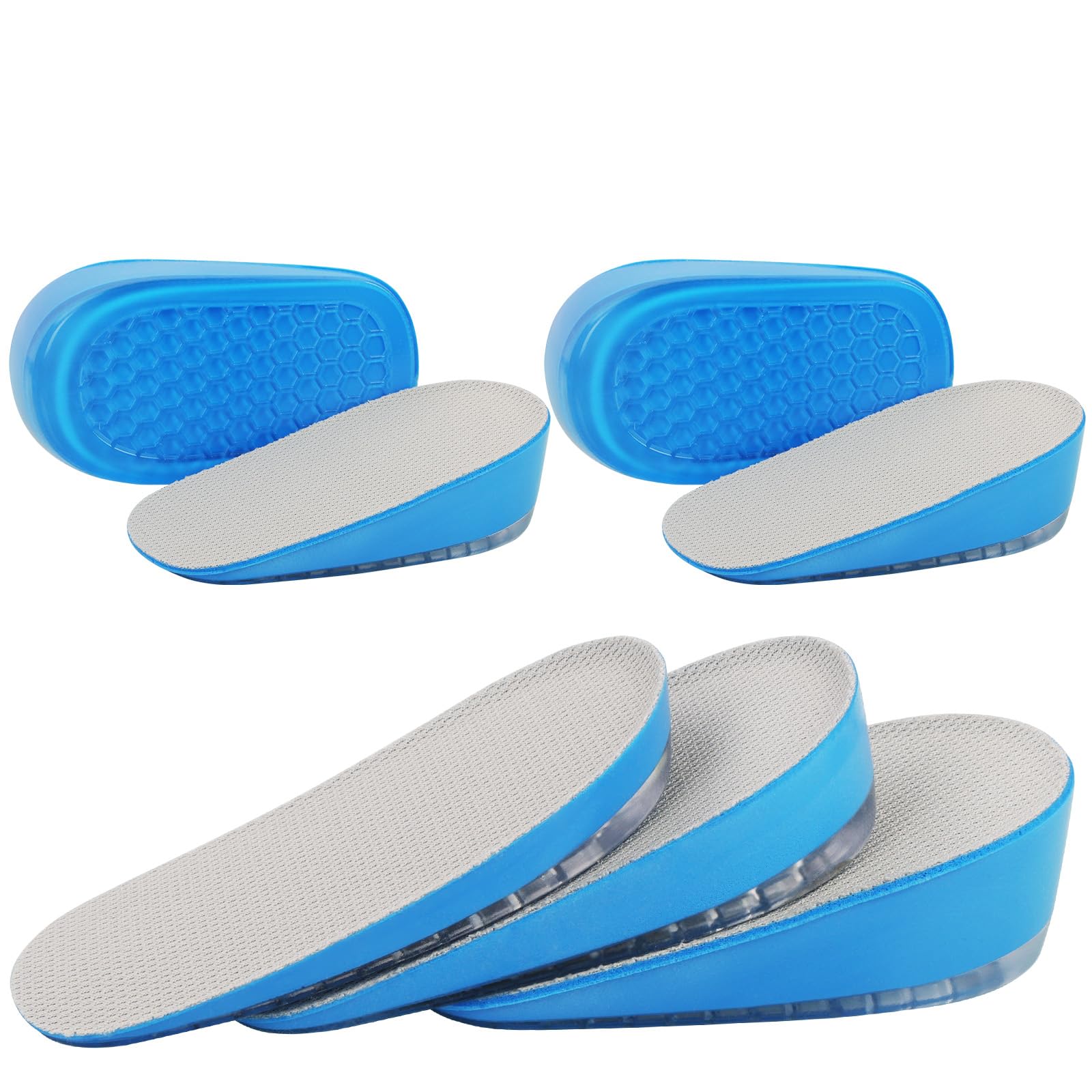 URAQT Gel Height Increase Insole, 2 Pairs Invisible Height Insole Heel Shoe Lift Inserts, Comfort Elevator Shoe Insoles, Elastic Shock Absorption Heel Cushion Pads for Men and Women, 3 Heights