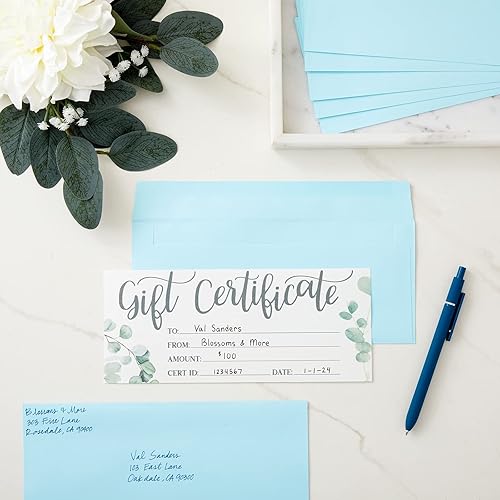 Miniatura 3 de Juvale Paquete de 100 sobres azul claro #10 con solapa cuadrada para enviar cartas, invitaciones (4 18 x 9 12 pulgadas) - Sobres de negocios