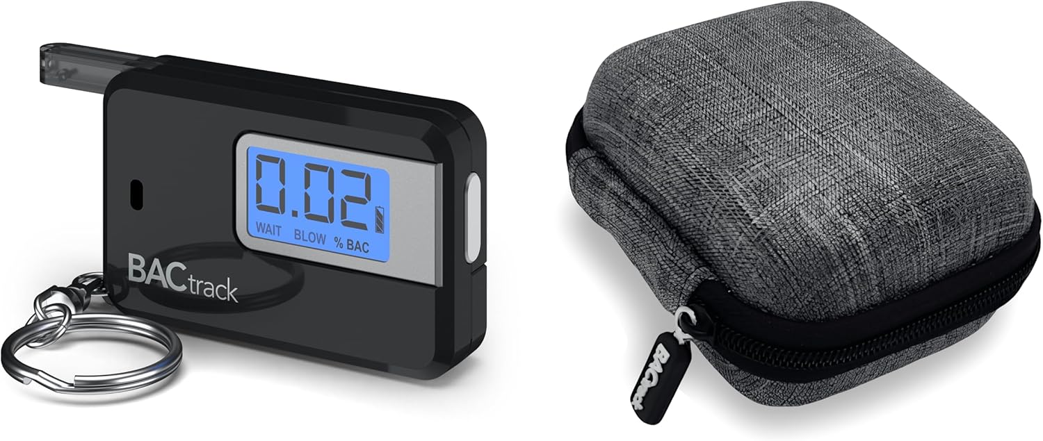 BACtrack Go Keychain Breathalyzer (Black) and Carrying Case Bundle
