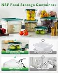 2L&4L NSF Contenants de stockage des aliments : 8 PCS[Classe alimentaire] [Résistant au froid et à la chaleur] Conteneurs commerciaux de stockage d'aliments carré clair avec échelles Poignées pour la cuisine du restaurant à domicile(BPA FREE)