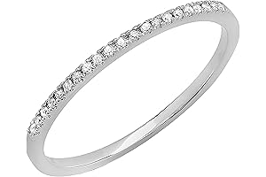 0.08 Cttw Round White Diamond Minimalist Wedding Band
