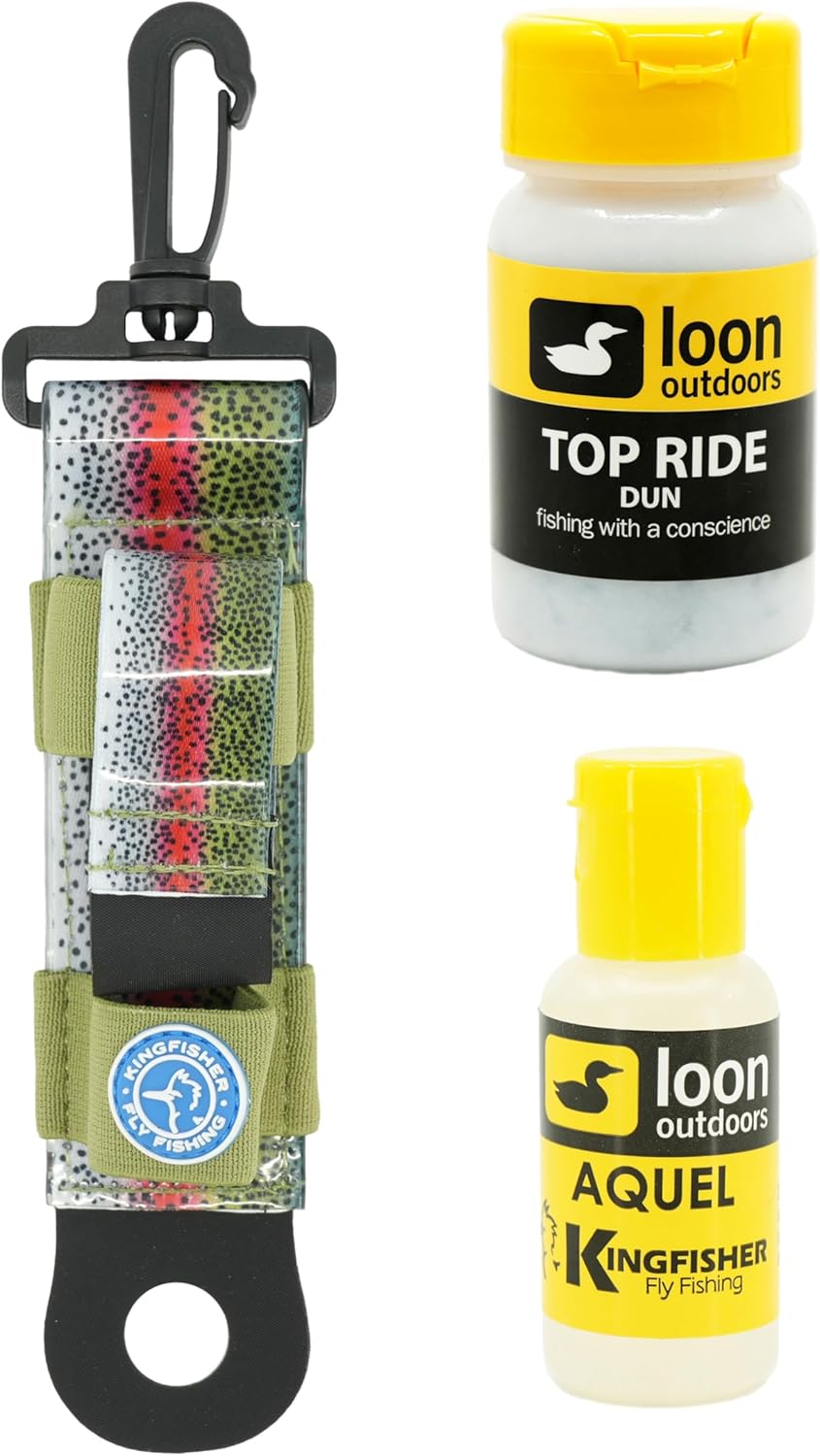 Loon Outdoors Aquel and Top Ride Dun Dry Fly Floatant with Kingfisher Combo Holder