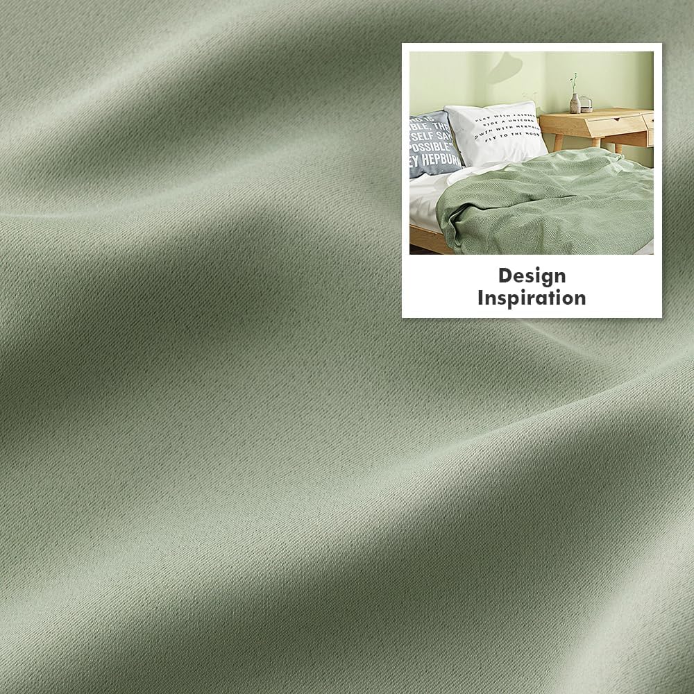  Sage Green Blackout Bedroom Curtains 63 Inch Long Light Blocking | Grommet Top, Room Darkening Window Drapes, Privacy Protection, Thermal Insulated, Heat Blocking thumbnail
