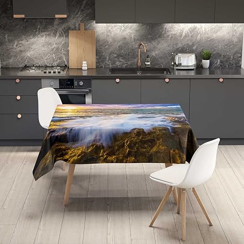 Miniatura 2 de Mantel Redondo para Mesa de 4 Sillas con vista al mar y el cielo, decoración para el hogar, cocina, 30 x 30 pulgadas