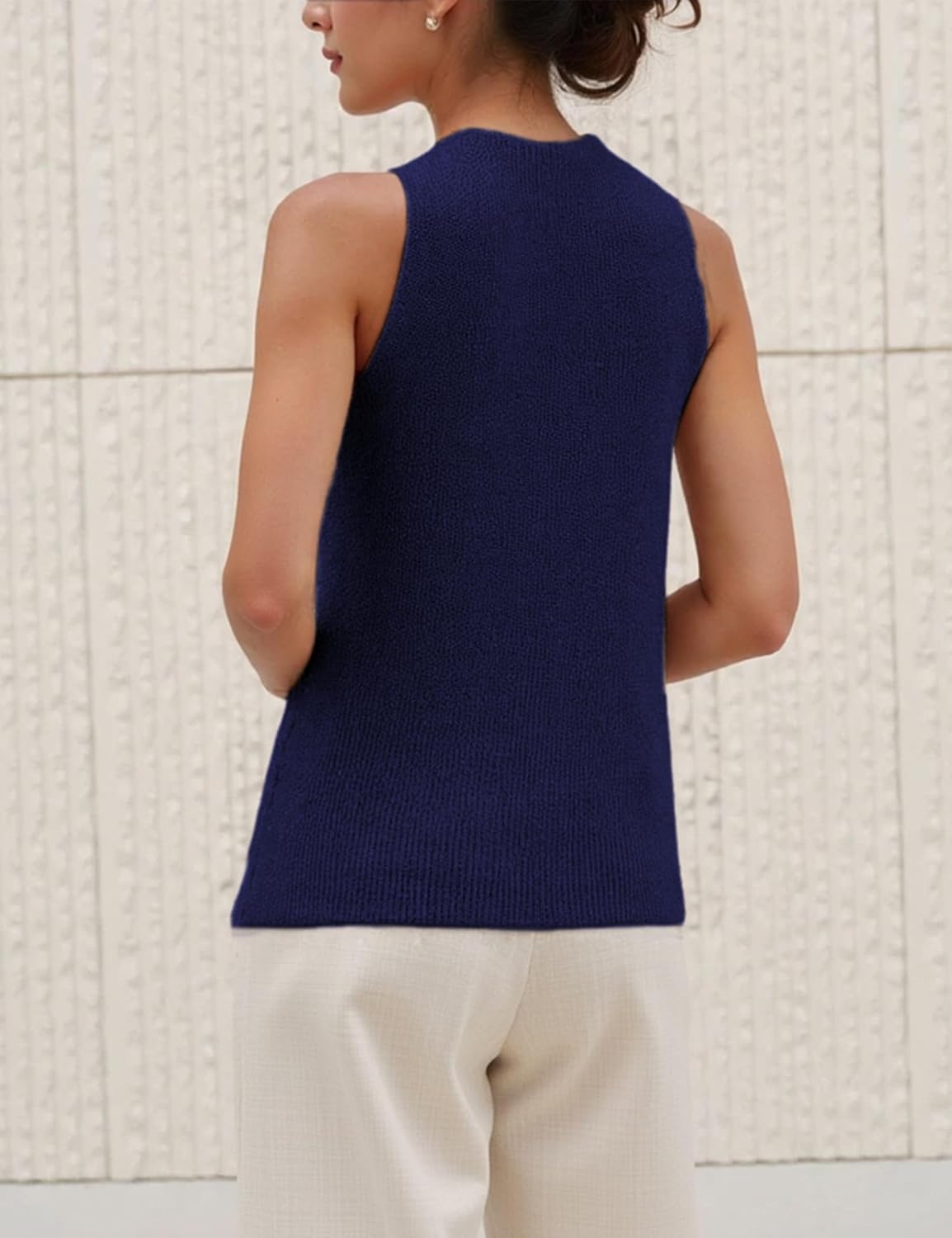 Yidarer Women Criss Cross Halter Tops Knit Over Collar Tank Sleeveless Flexible Beach Travel Daily Casual Vest - Image 3