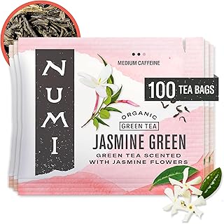 Numi Organic Green Tea with Jasmine, 100 Green Tea Bags with Real Jasmine