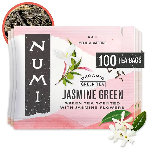 Numi Organic Green Tea with Jasmine, 100 Green Tea Bags with Real Jasmine 1