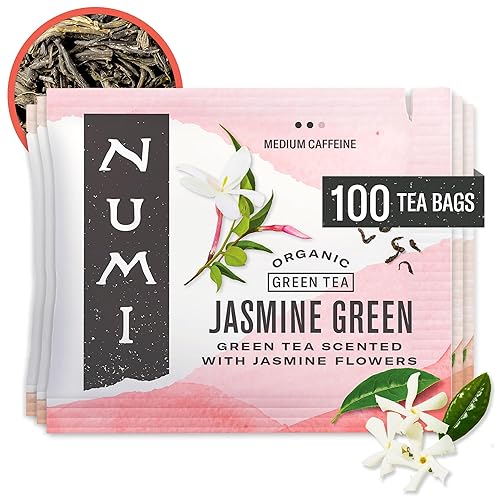 Numi - Té verde de jazmín orgánico, 100 bolsas de té por caja (el embalaje puede variar)