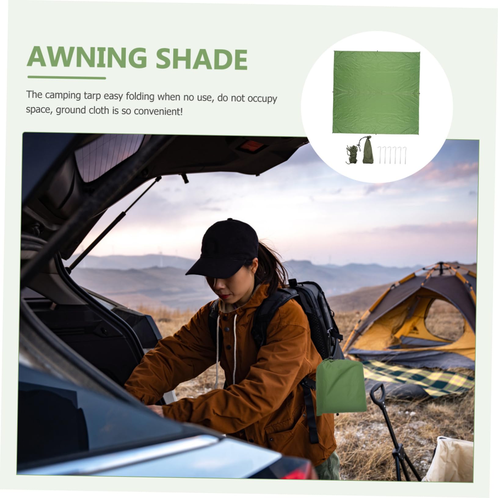 Tente en Bâche Extérieure Imperméable et Anti-UV, Verte, Portable