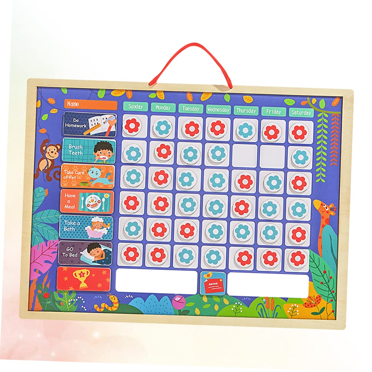 NUOBESTY Tabla de Recompensas para Niños Estándar de Madera Colgante | Autodisciplina y Registro de Crecimiento, Reutilizable, Hábitos de Conducta y Organización