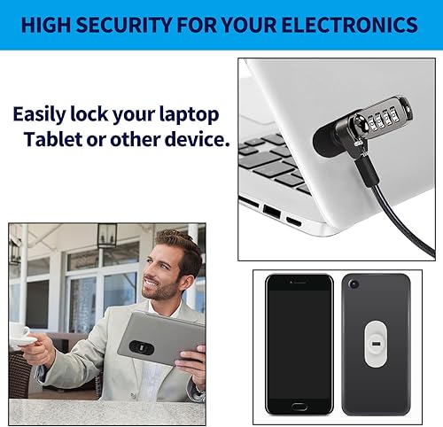 Miniatura 4 de Paquete de 5 placas de seguridad autoadhesivas antirrobo con ranura para cables para bloquear laptops, Mac Book, tabletas, iPad u otra computadora