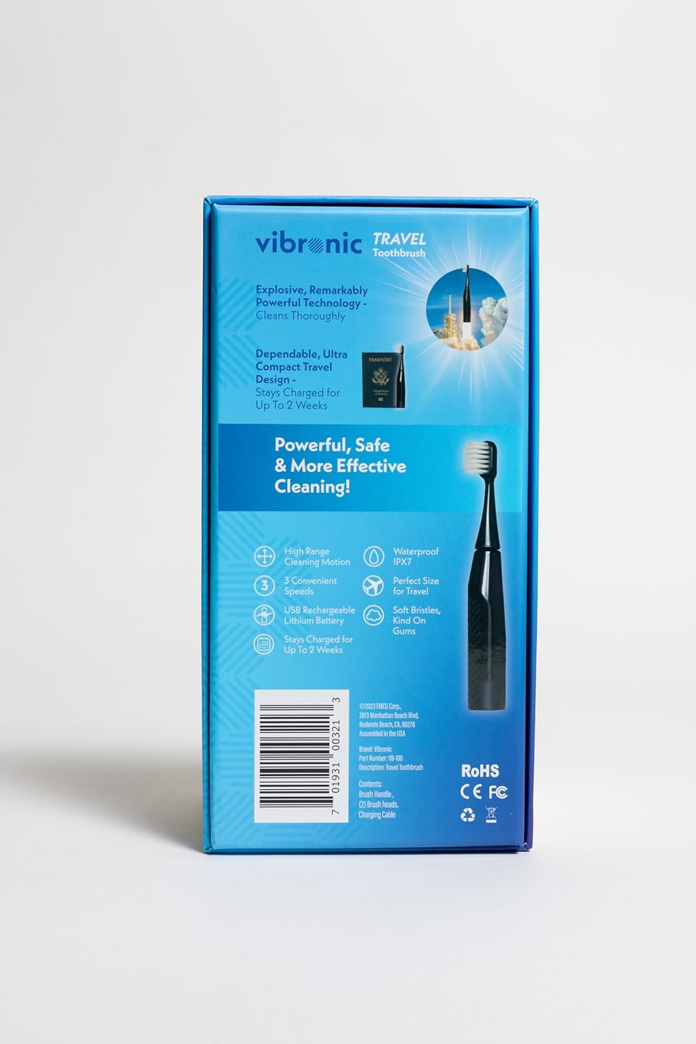 Vibronic Travel Toothbrush - Black - Upgrade to the Future of Travel toothbrushes