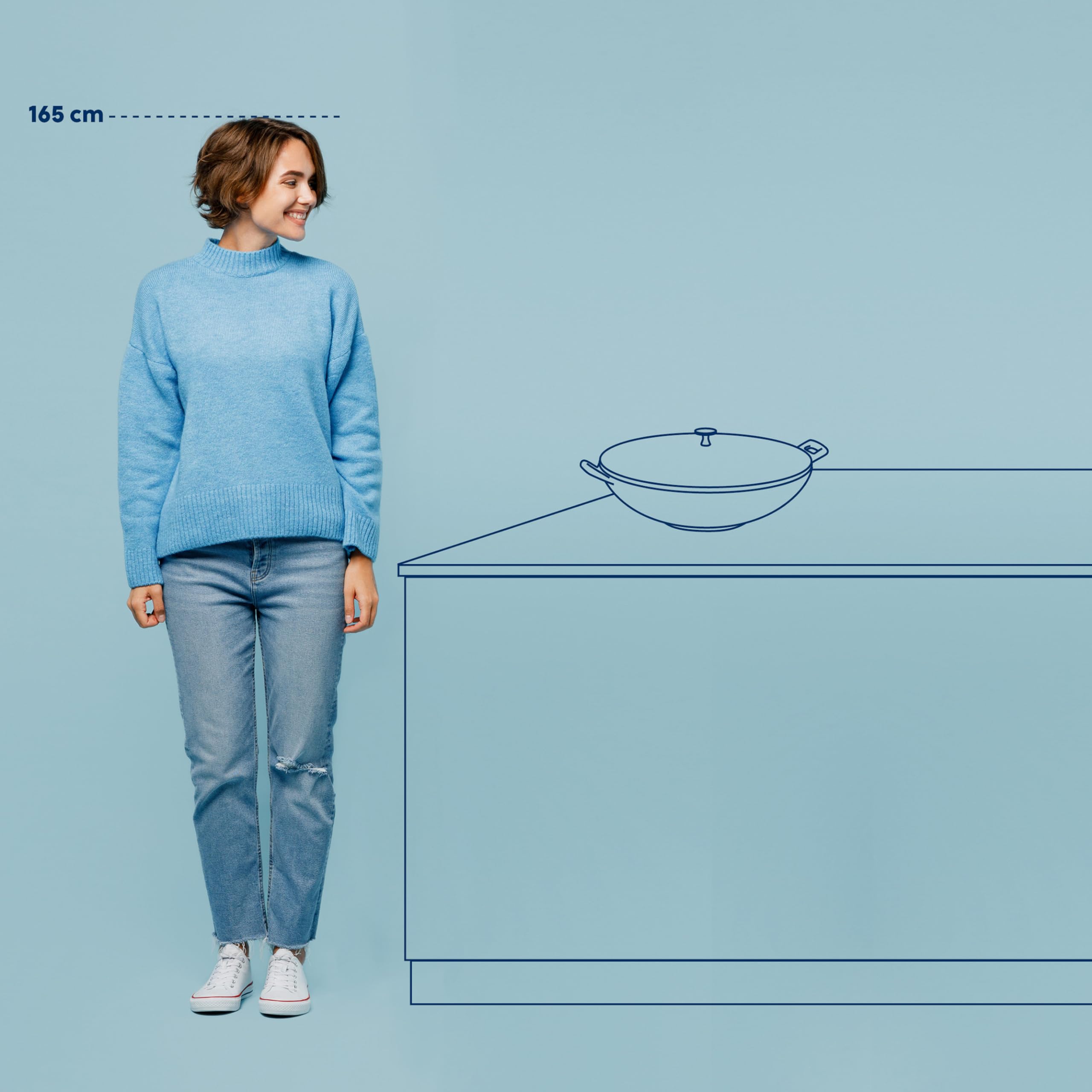 kela Wok Calido, Durchmesser 36 cm, 4 L, Gusseisen, schwarz, Allherdboden, rau emailliert, Glasdeckel mit Edelstahlgriff, 12475