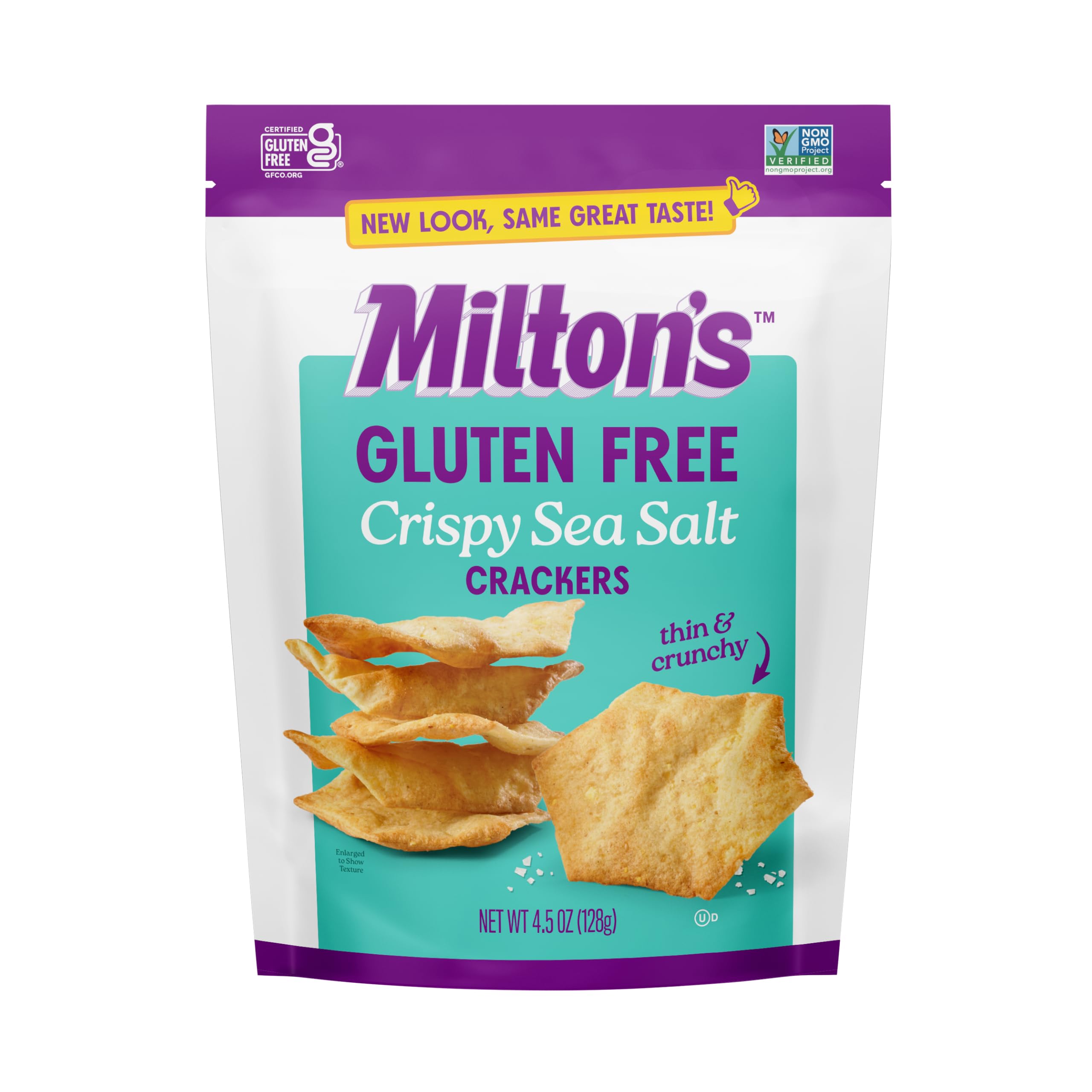 Milton's Gluten Free Crackers, Crispy Sea Salt - Non-GMO Project Verified, Kosher, Certified Gluten Free Snack, 5 Grains In Every Bite - 4.5 Oz Crispy Sea Salt 4.5 Ounce (Pack of 1)