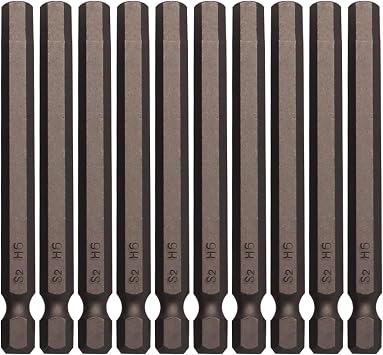 10Pcs Hex Head Allen Wrench Drill Bits H6 6mm S2 Steel Magnetic Hexagon Hex Head Screwdriver Bits 1/4 Inch Quick Release Shank 3 Inch Long Drill Bit