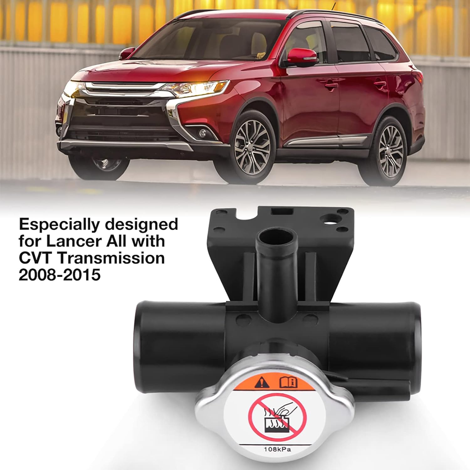 Radiator Coolant Filler Neck 1350A015 for 2008-2015 Mitsubishi Lancer Outlander, Black Plastic, Direct Replacement