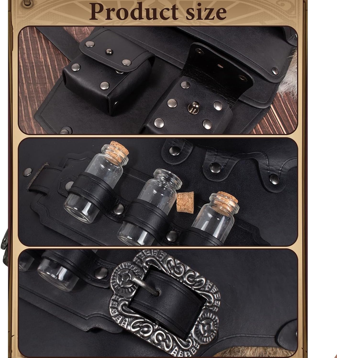Medieval Gothic Spaulders Shoulder Pauldrons with Vials Coin PurseViking Warrior Armor for LARP Renaissance Costume
