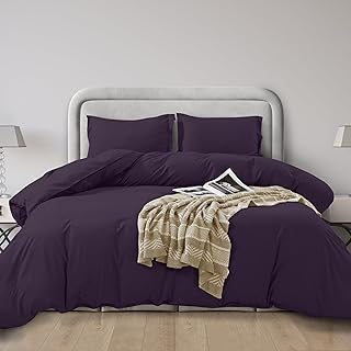 Elegant Comfort Luxury 3-Piece Duvet Cover Set - 1500 Premium Hotel Quality Microfiber Hotel Collection - Comforter Cover with Button Closure and 2 Pillow Shams, Twin/Twin XL, Eggplant-Purple