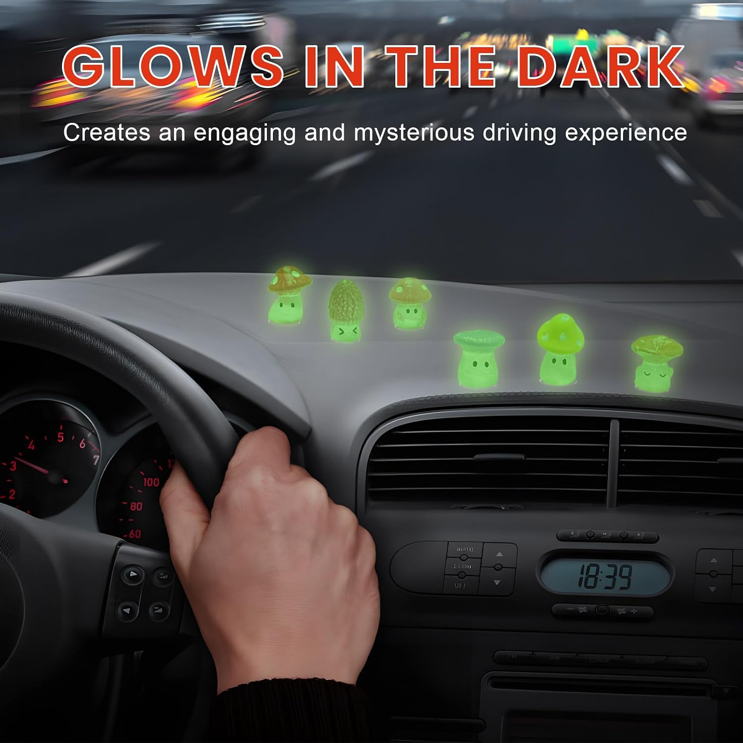 12PCS Mushroom Car Dash Mirror Decoration (Luminous) image 4