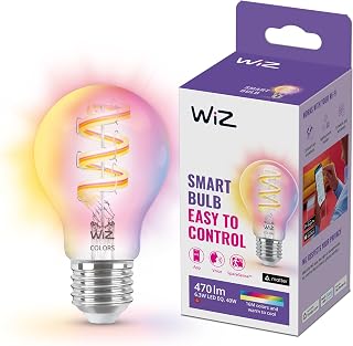 WiZ Tunable White and Color LED Filament Lampe E27 (470 lm), 40 W Lampe mit 16 Mio. Farben oder warm- bis kaltweißem dimmbarem Licht, smarte Lichtsteuerung über WLAN per Stimme/App