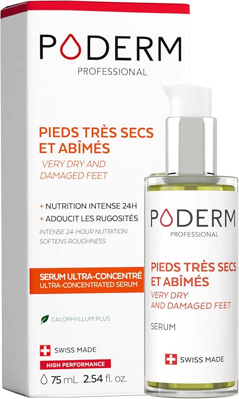Le sérum PODERM est une solution ultra-concentrée spécialement conçue pour les pieds très secs, durcis et abîmés. Sa for