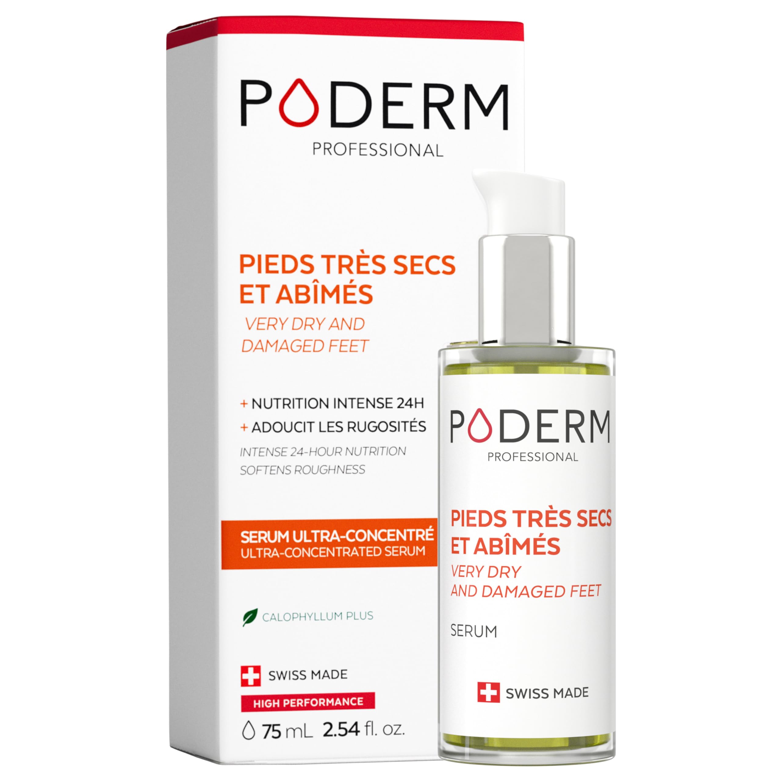 PODERM – PIEDS TRÈS SECS ET ABÎMÉS – Répare et nourrit intensément pendant 24h – Des pieds visiblement réparés en 7 jours - Ingrédients 100% naturels – Soin des pieds –Swiss Made