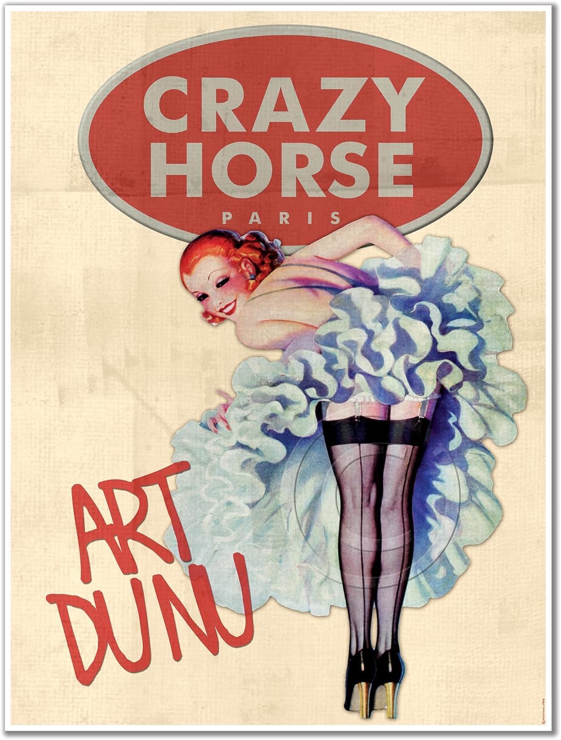 Paris France Travel Print | Crazy Horse Moulin Rouge French Pinup Girl | Art Poster Vintage Wall Decor (20 x 30 inches)