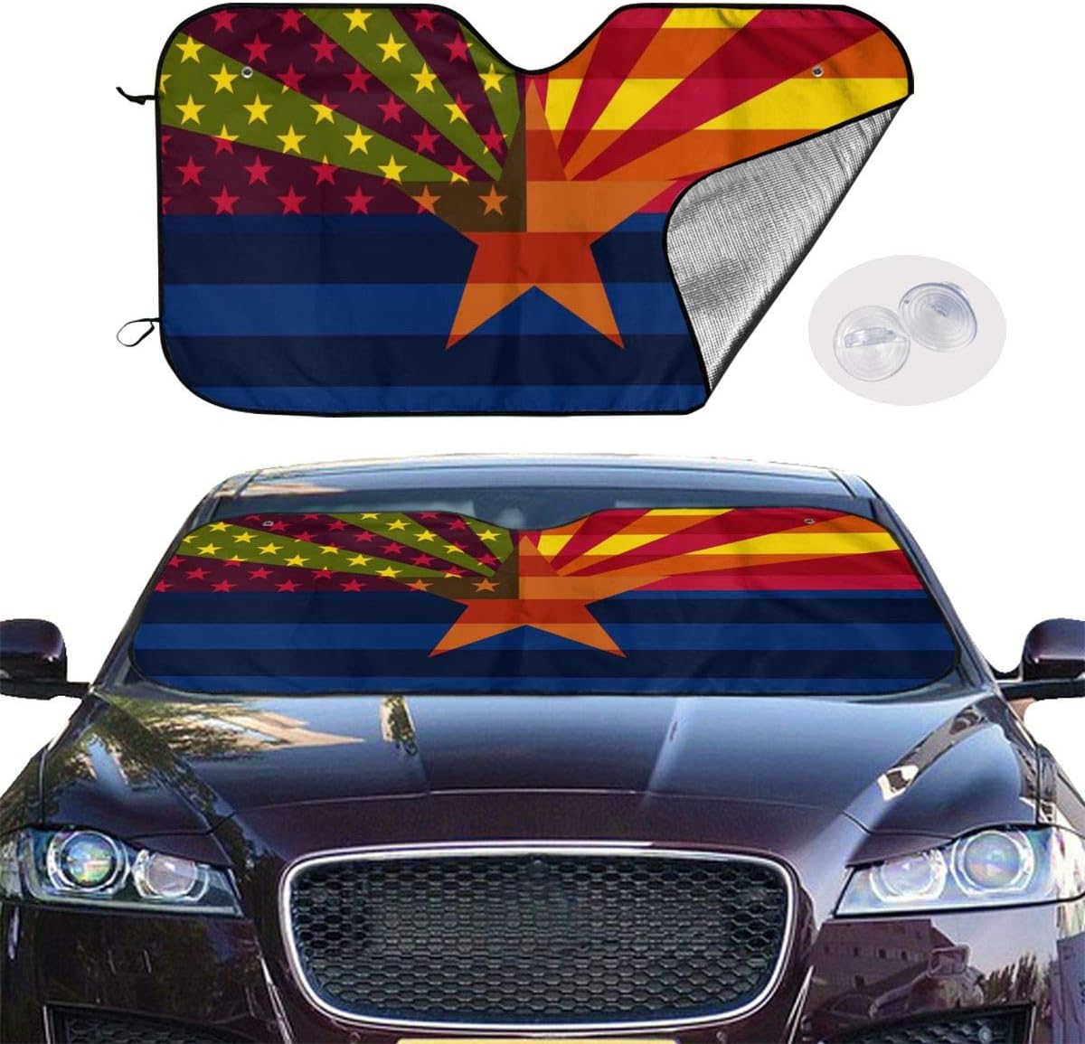 XTing USA Arizona State Flag Mix Windshield Sun Shade Blocks UV Rays Sunshade Shield