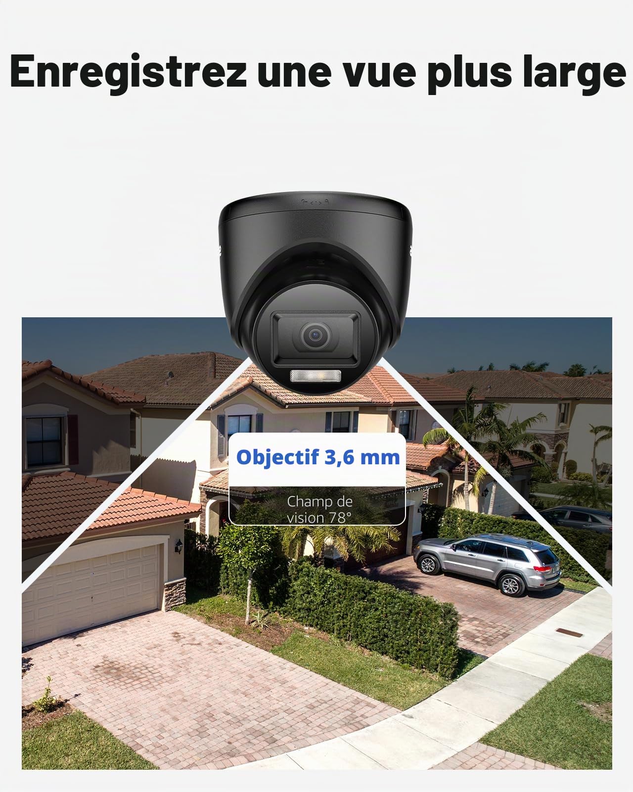 ANNKE Lot de 4 caméras de surveillance HD-TVI 1080p pour la maison, vision nocturne 2 MP, vision nocturne couleur intelligente, boîtier étanche IP67