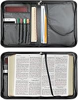 Vista 8 de Bolsas de cuero para iglesia, funda de Biblia gris león, bolsa protectora de la Biblia de poliuretano, funda de transporte portátil con asa