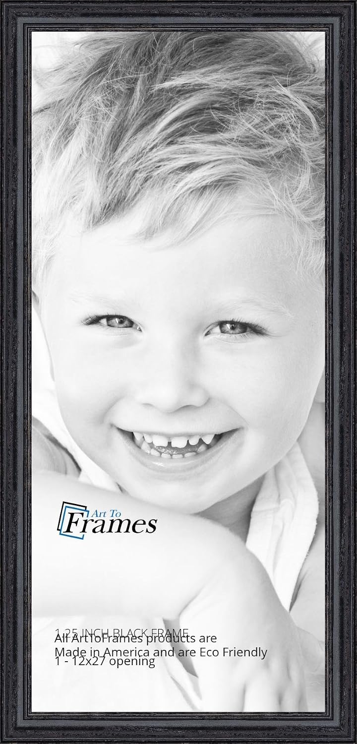 ArtToFrames 12x27 inch Black Stain on Solid Red Oak Wood Picture Frame, 2WOM0066-59504-YBLK-12x27