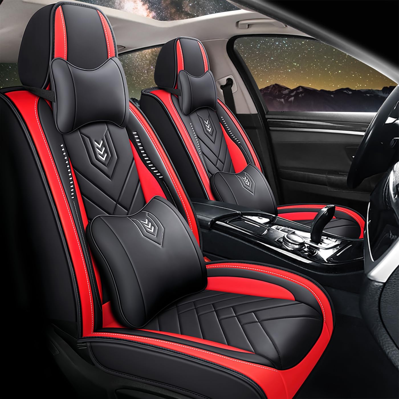 Car Seat Cover 7 Seat for Dodge Durango 2004-2026 - 7 Row (2+2+3) - Waterproof Car Seat Cover - Full Set Car Seat Protector - Luxury, Black Red