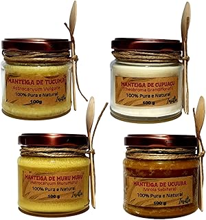 Kit 04 Manteigas Amazônicas, Tucumã, Cupuaçu, Murumuru e Ucuuba 100% Puras