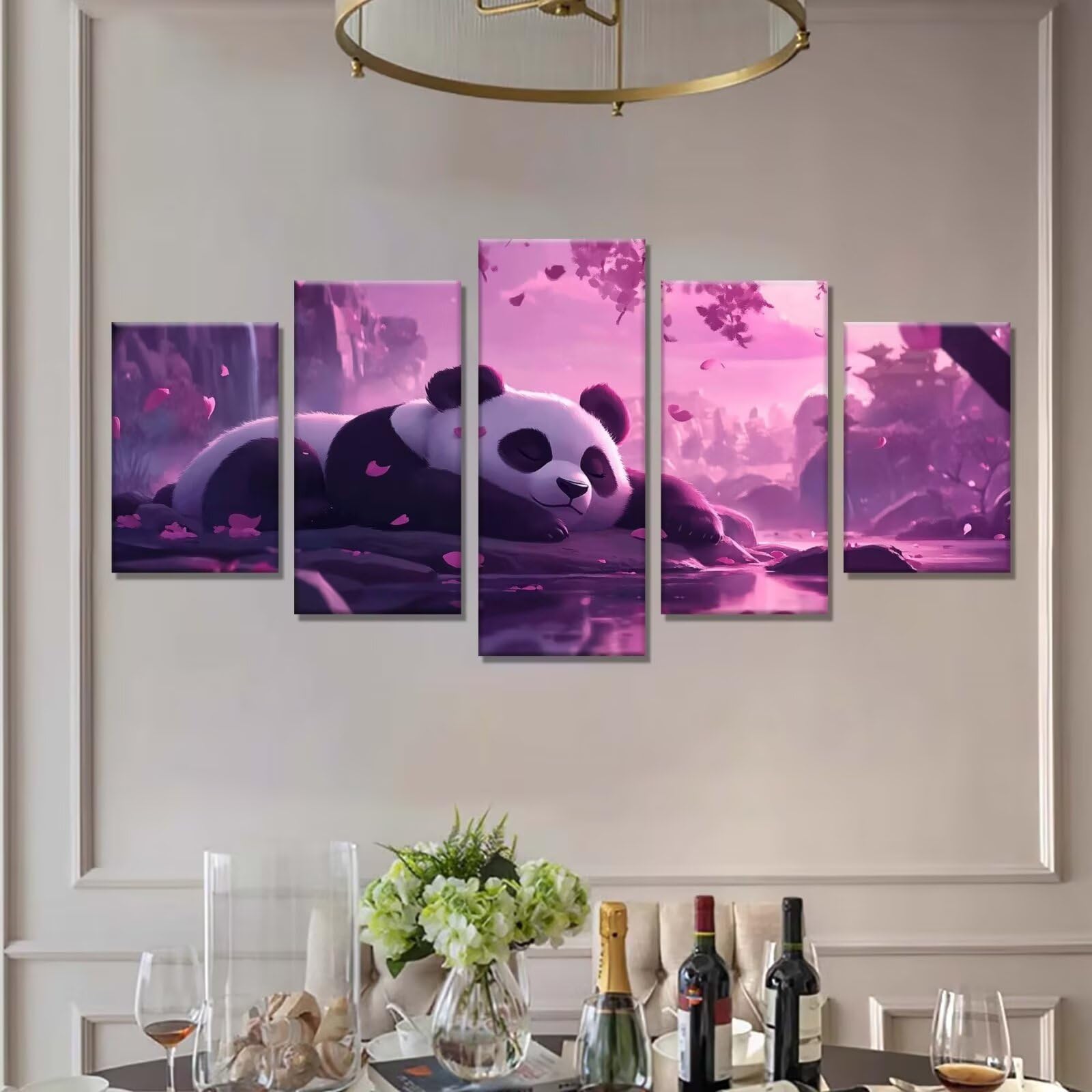 Zestaw 5 sztuk panda do malowania diamentami dla dorosłych i początkujących, diamentowe zestawy artystyczne 5D dla dorosłych, pełne wiercenie, malowanie krajobrazu po numerach, klejnoty, sztuka i