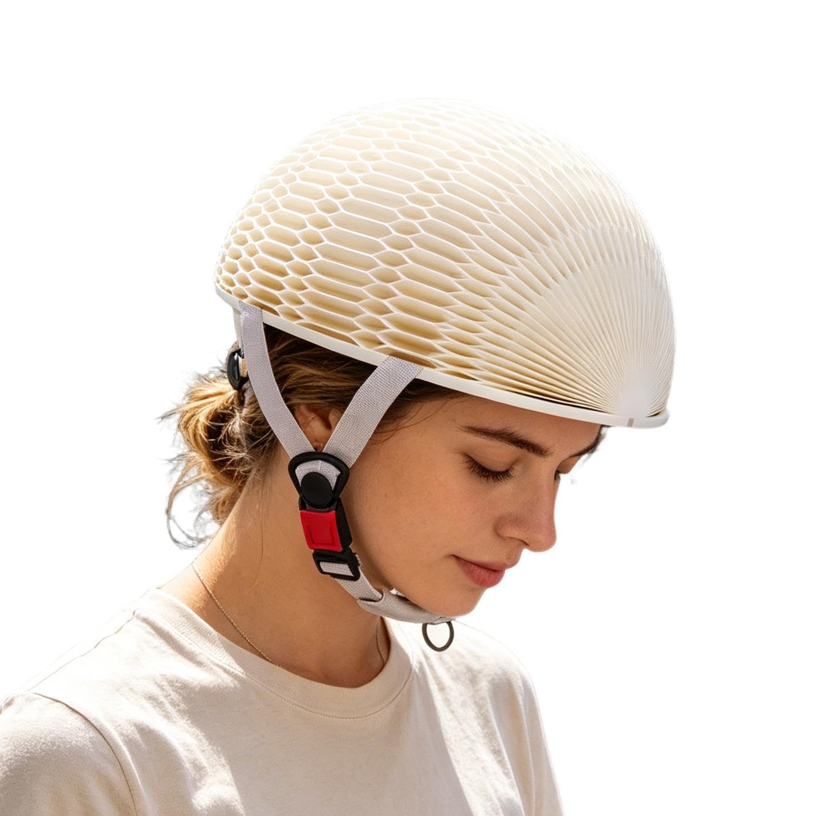 Foldable Helmet - 28x10x3.6cm Portable Paper Folding Cycling Helmet With Adjustable Chin Strap, Lightweight Breathable Compact Safety Helmets For Bike Road Cycling Hiking Beach
