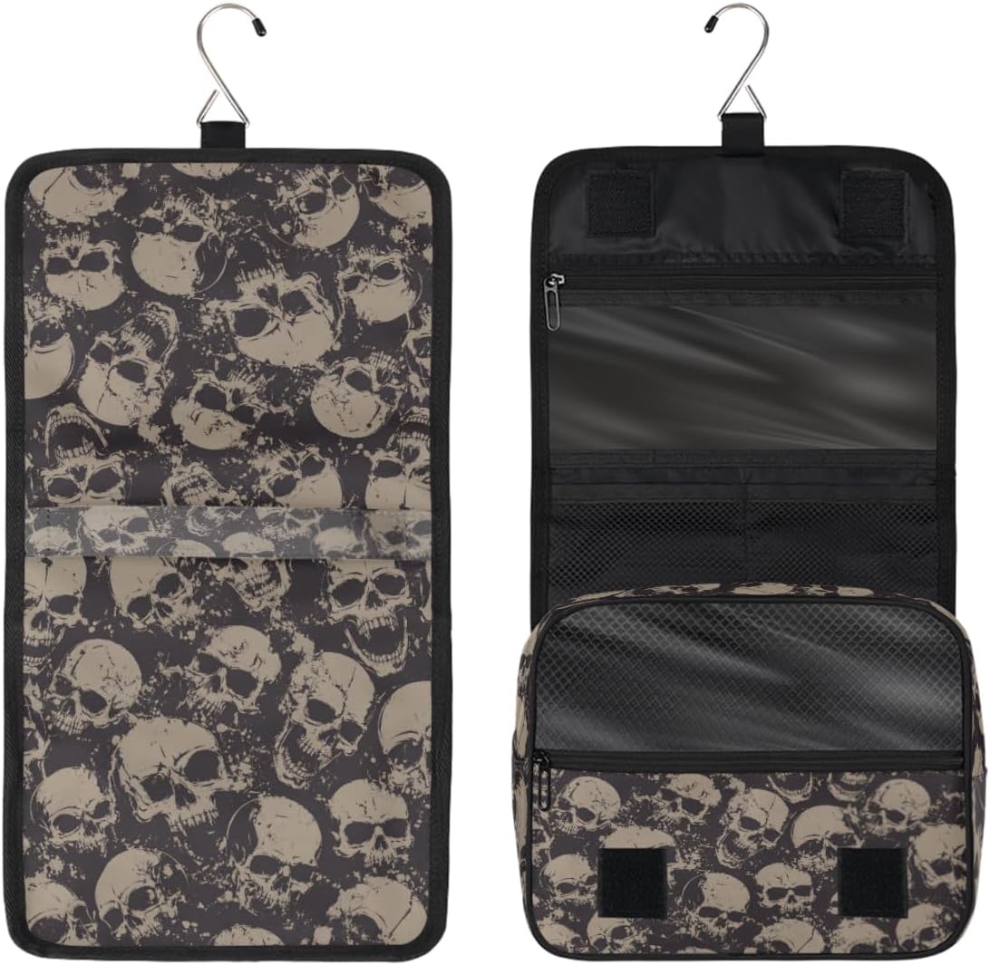 Skull Travel Toiletry Bag Women Men Hanging Cosmetic Organizer Portable image 3