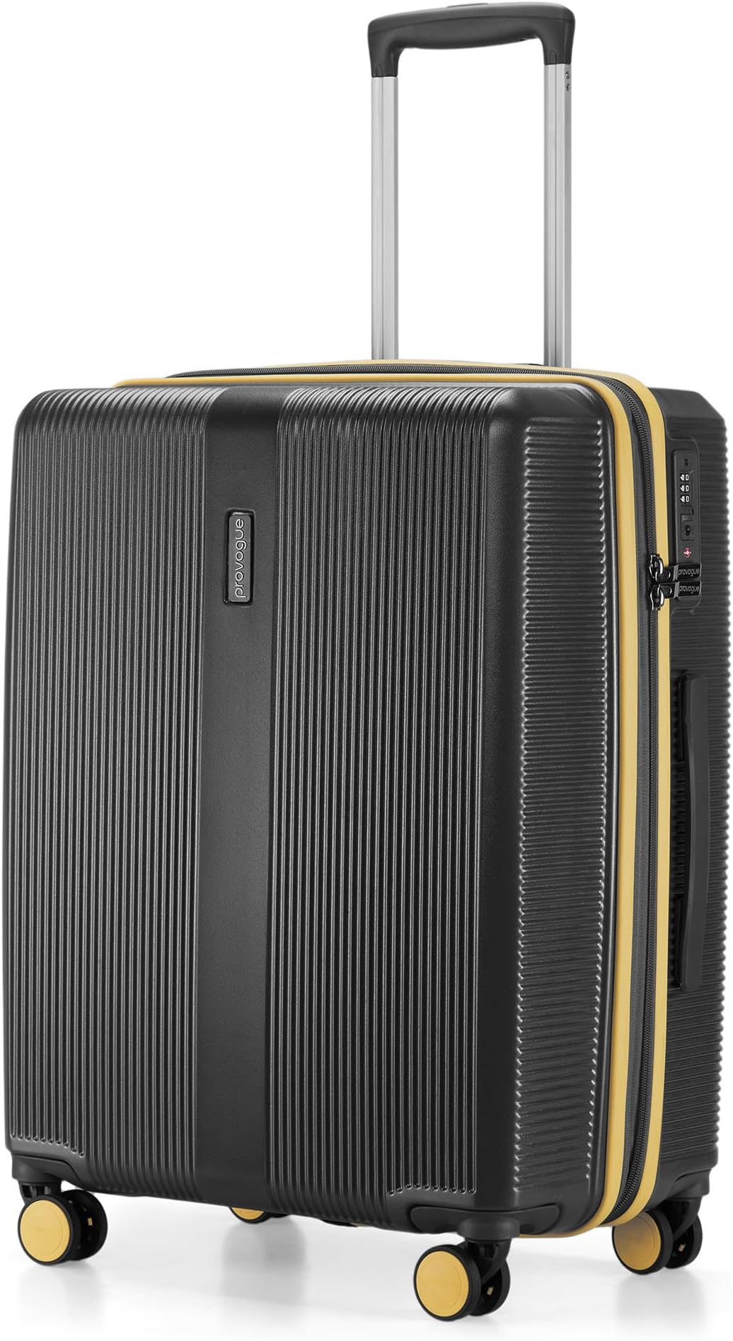 - Provogue Primea Medium Check-in Trolley Bag, 65 cm, 24 inch Suitcase, PC Hard Luggage, Anti-Theft Zipper, TSA Lock, Built-in Expander, Built-in Wet Pouch, 8 Wheels, 3 Years Warranty Grey