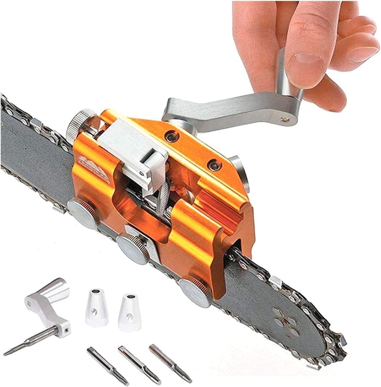 EUNOGO m Hand Chain Saw Chain Sharpener with 3PCS Carbide Cutter, Chain Saw Blade Sharpener Kit for All Kinds of Chain Saws and Electric Saws, Keep Your Chain Saw in Top Shape