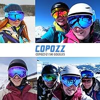 Vista 7 de COPOZZ - Gafas de esquí, gafas de snowboard OTG G1 para hombres, mujeres y jóvenes, lentes intercambiables de doble capa con protección UV antiniebla