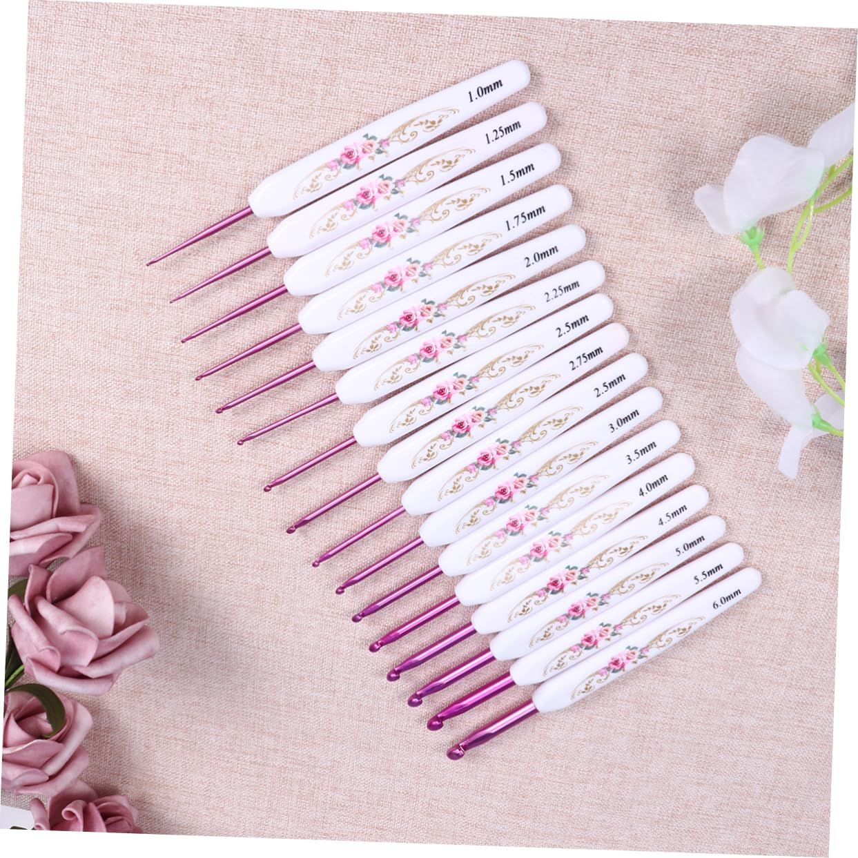 LIFKOME Beginner-Friendly Crochet Kit 16pc Aluminum Hooks Abs Floral Handles Weaving Tool