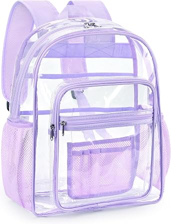 ZORFIN Clear Backpack for School Large Clear Bookbag with Padded Straps - Heavy Duty PVC Transparent Backpack Black