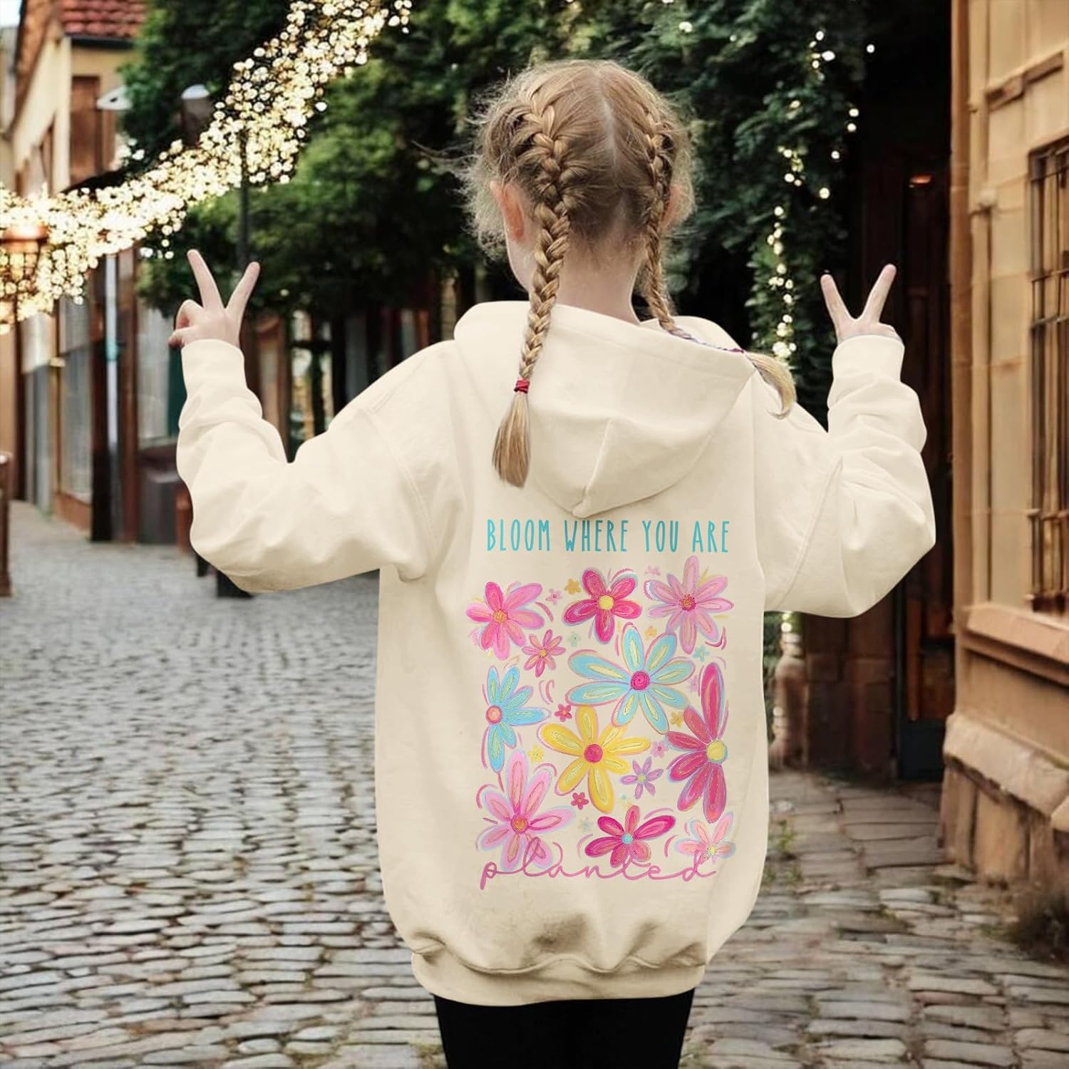 Girls Christian Flower Graphic Hoodie Kids Aesthetic Floral Inspirational Hoodies Cute Preppy Positive Sweatshirt - Image 6