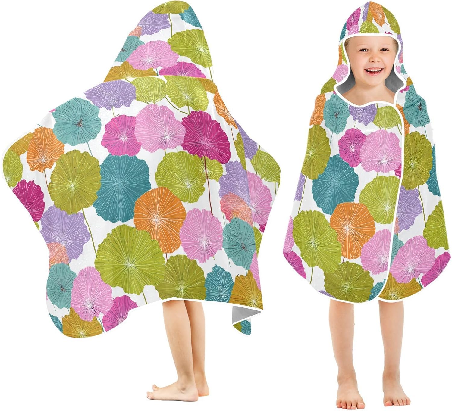 Beach Towels for Kids Multicolor Water Lily Leaf Bath Robe Lightweight