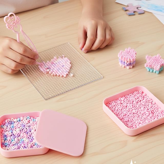 Foto 3 de 7 de TARGONIX Juego de accesorios de cuentas para planchar en color rosa con bolígrafo y pinzas