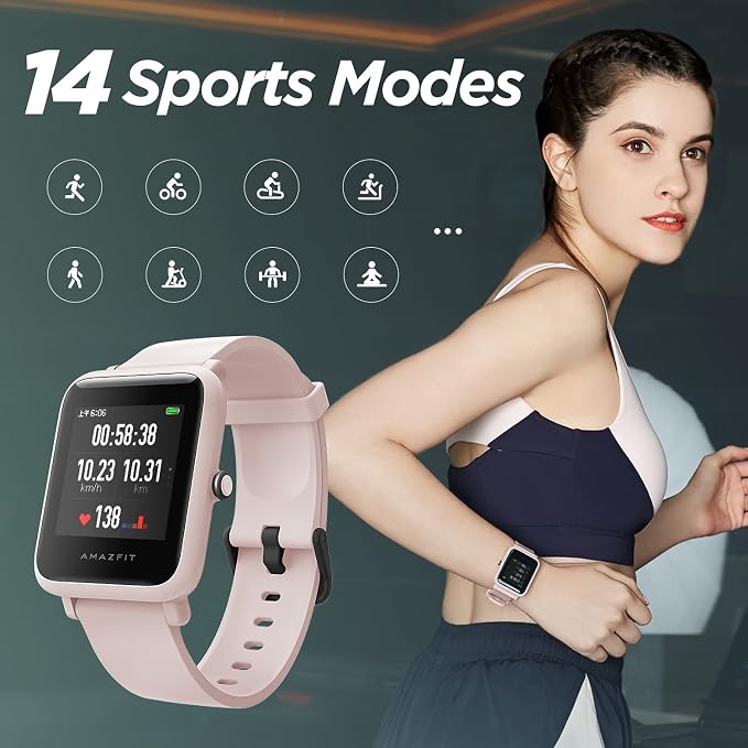 Amazfit Bip S Lite Reloj de fitness con ritmo cardíaco, monitor de sueño,  reloj deportivo con 14 modos deportivos, 5 ATM impermeable, control de  música, 30 días de duración de la batería (