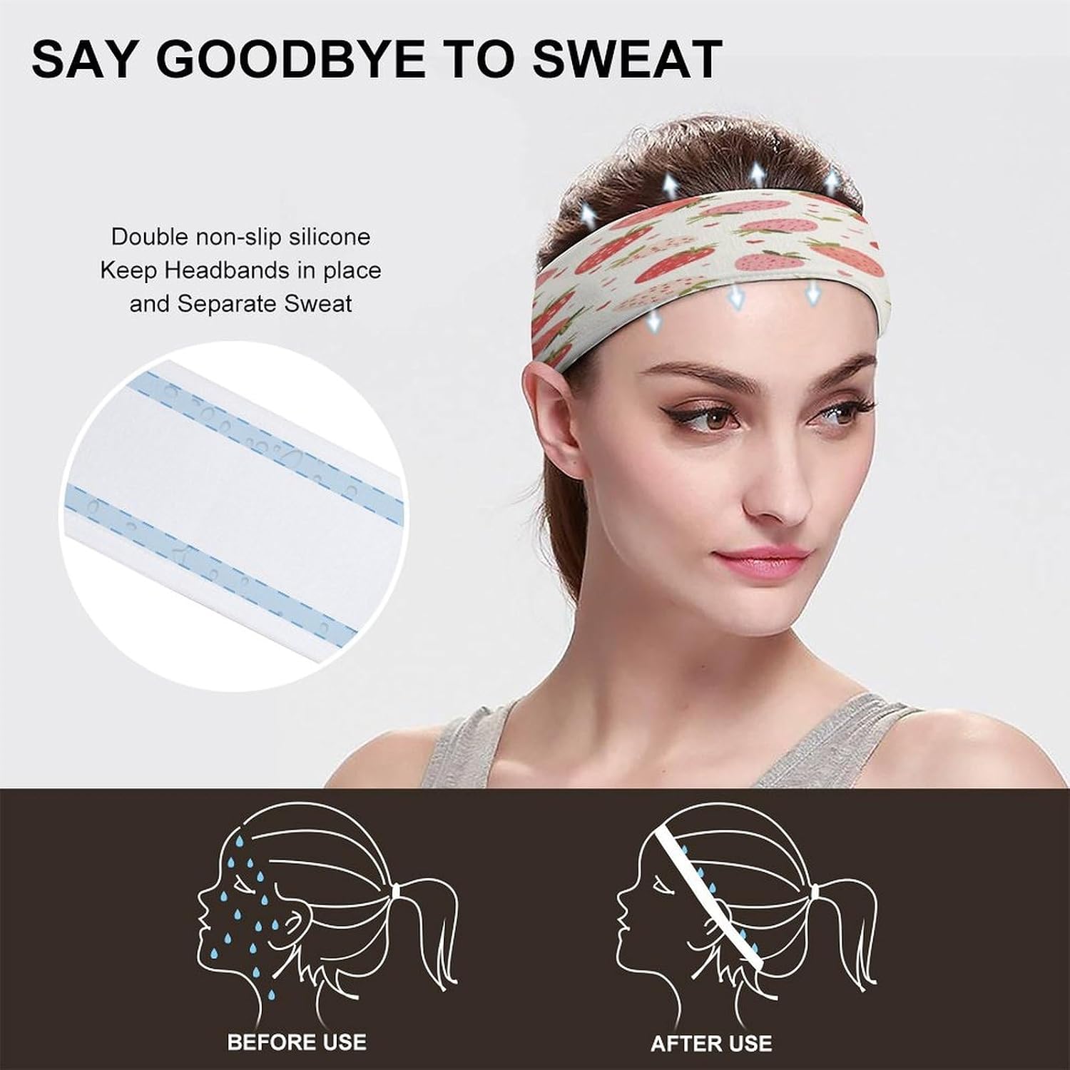 Strawberries Sweatband Sports Headband Hair Bands