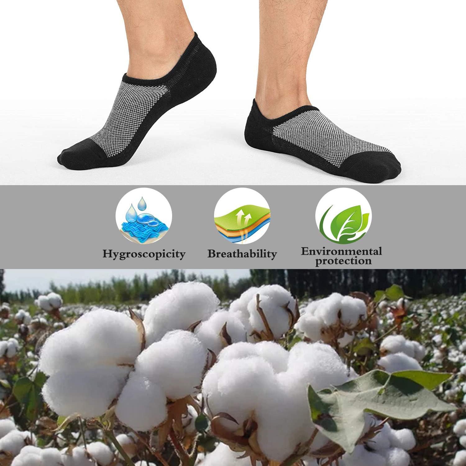 Faustine No Show Socks Ankle Low Cut Socks for Mens, Non Slip, 8 Pairs 16 Pairs