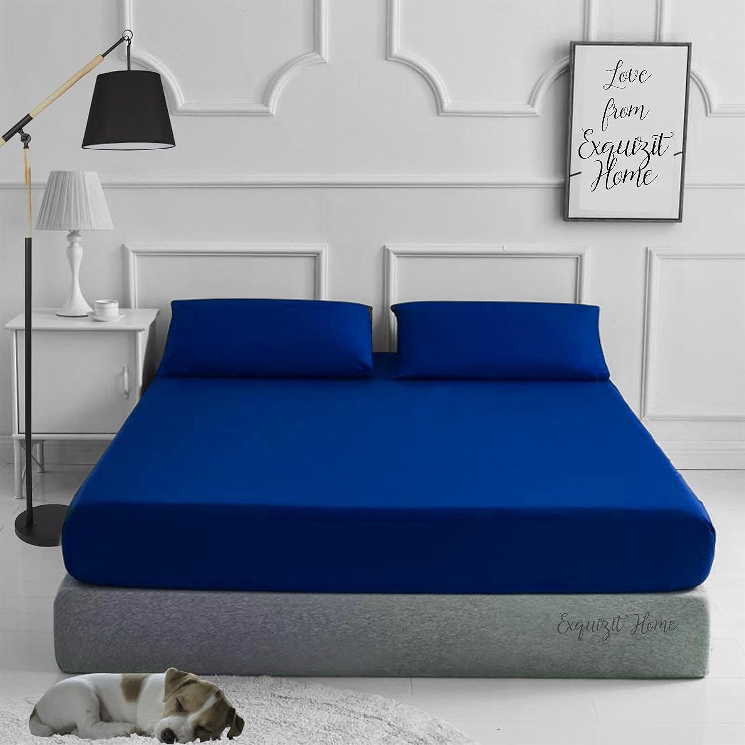 EXQUIZIT HOME Fitted Bed Sheet with Pillowcases Pack of 2